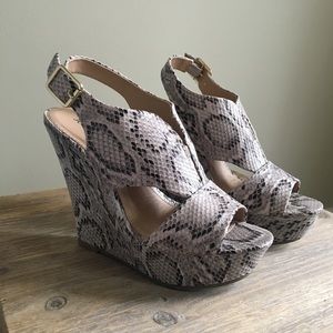 JustFab snake print wedge heels!